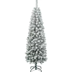Slim-National Tree Company First Traditions Collection Artificial Christmas Tree, Acacia, Pencil Slim, Flocked, Includes Stand, 6 Feet