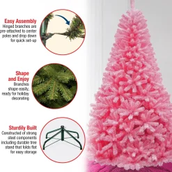 7Ft - 9Ft-National Tree Company First Traditions Color Pop Christmas Tree, Pink, 7.5 Ft