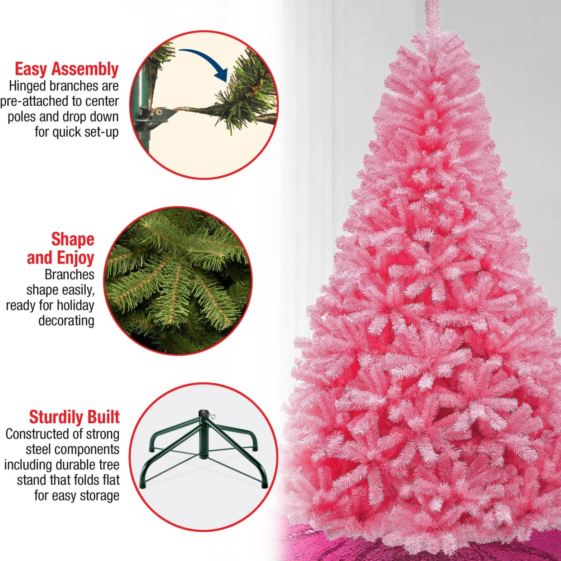7Ft - 9Ft-National Tree Company First Traditions Color Pop Christmas Tree, Pink, 7.5 Ft