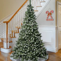 7Ft - 9Ft-National Tree Company First Traditions Oakley Hills Snowy Christmas Tree With Hinged Branches, 7.5 Ft