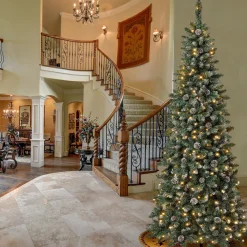 Warm White Led-National Tree Company First Traditions Oakley Hills Snowy Christmas Tree With Hinged Branches, 7.5 Ft