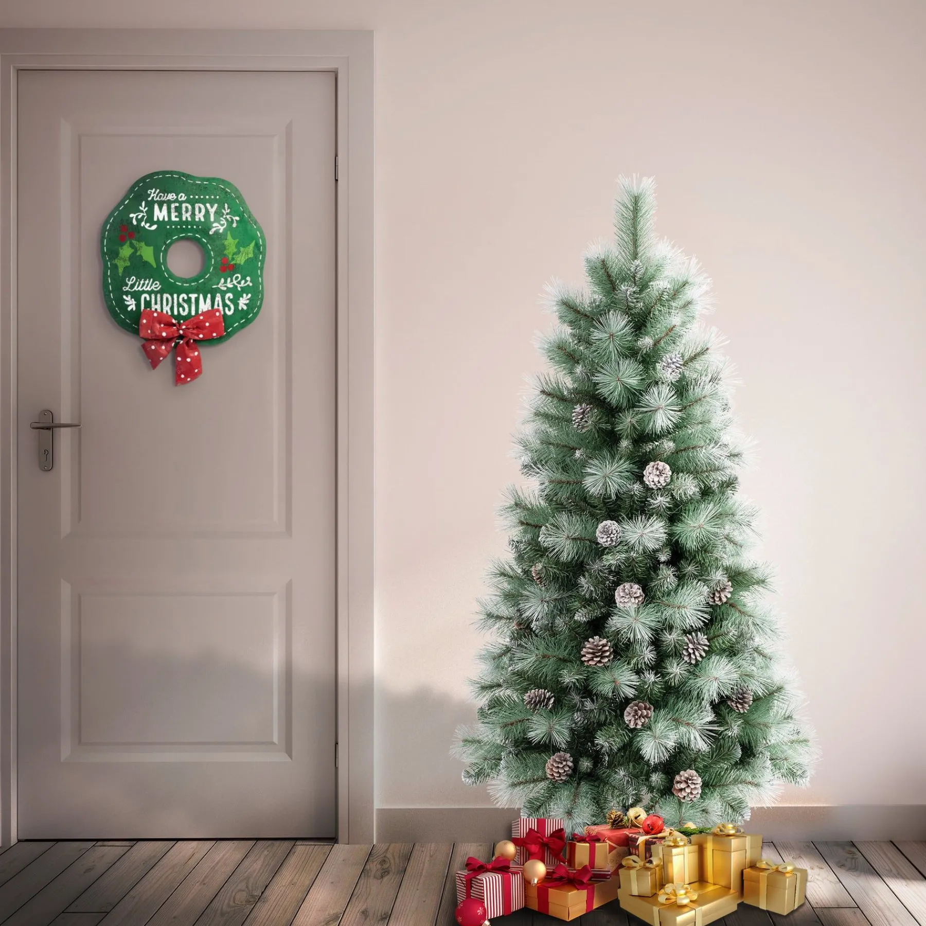 Full-National Tree Company First Traditions Perry Hard Needle Christmas Tree, 4.5 Ft