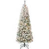 Slim-National Tree Company First Traditions Pre-Lit Acacia Flocked Tree Medium Christmas Tree, Clear Incandescent Lights, Plug In, 6 Ft
