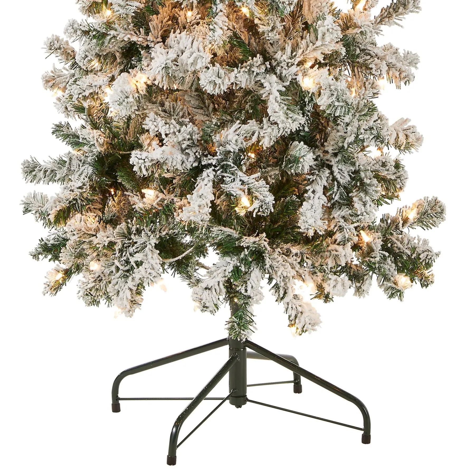 Slim-National Tree Company First Traditions Pre-Lit Acacia Flocked Tree Medium Christmas Tree, Clear Incandescent Lights, Plug In, 6 Ft