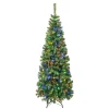 National Tree Company Slim^First Traditions Pre-Lit Artificial Linden Spruce Christmas Tree, Multicolor Led Lights, Plug In, 6 Ft