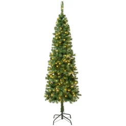 National Tree Company Slim^First Traditions Pre-Lit Artificial Linden Spruce Christmas Tree, Warm White Led Lights, Plug In, 6 Ft