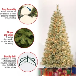 5Ft - 6Ft-National Tree Company First Traditions Pre-Lit Arcadia Pine Cashmere Christmas Tree, Clear Incandescent Lights, Plug In, 6 Ft