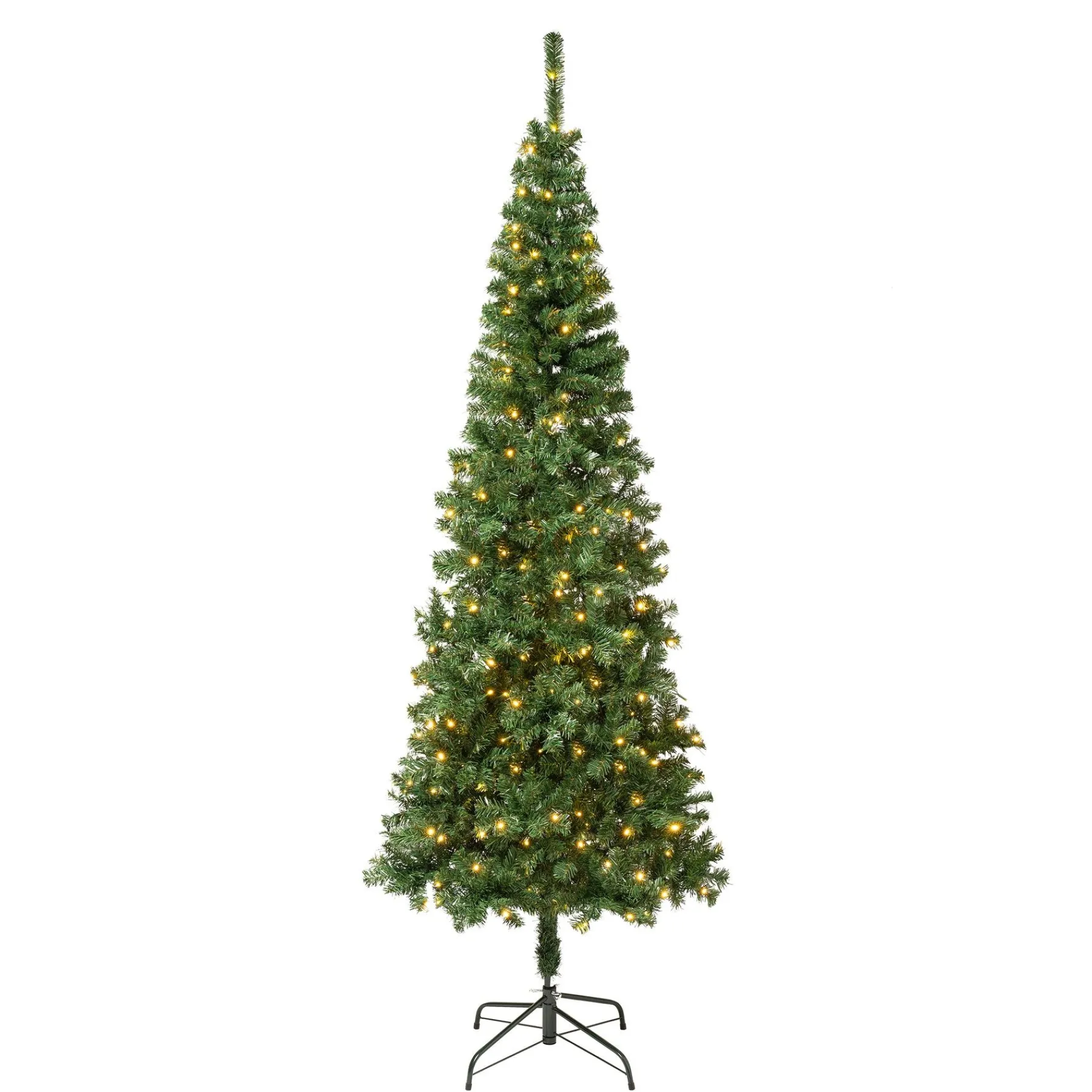 Slim-National Tree Company First Traditions Pre-Lit Artificial Linden Spruce Christmas Tree, Warm White Led Lights, Plug In, 7.5 Ft