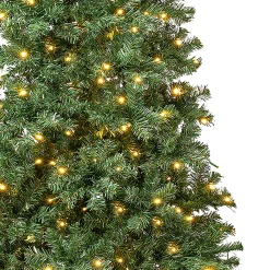 Slim-National Tree Company First Traditions Pre-Lit Artificial Linden Spruce Christmas Tree, Warm White Led Lights, Plug In, 7.5 Ft