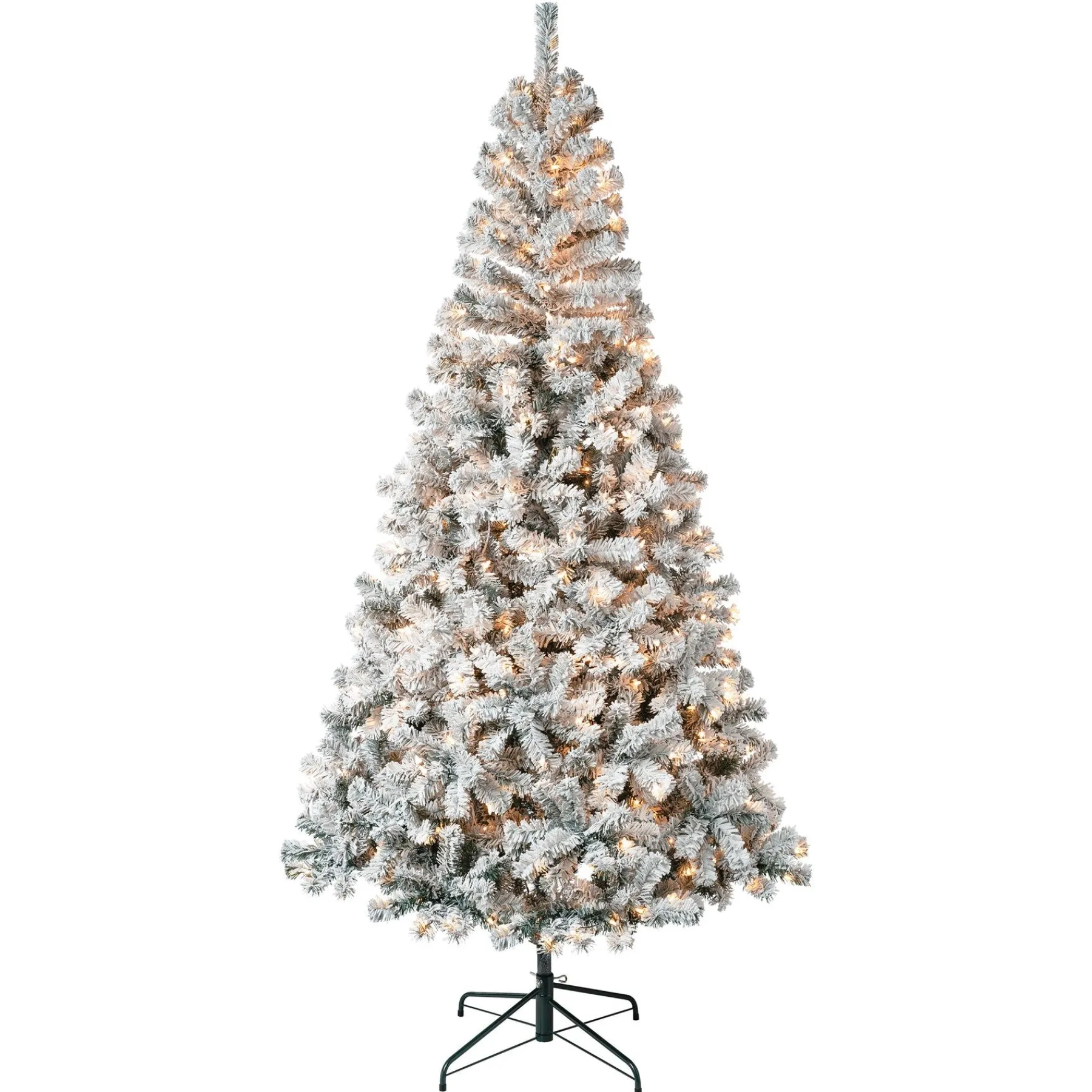 7Ft - 9Ft-National Tree Company First Traditions Pre-Lit Acacia Flocked Tree Christmas Tree, Clear Incandescent Lights, Plug In, 7.5 Ft