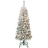 National Tree Company Slim^First Traditions Pre-Lit Acacia Flocked Tree Slim Christmas Tree, Clear Incandescent Lights, Plug In, 4.5 Ft
