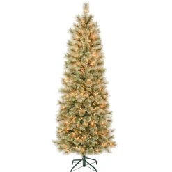 5Ft - 6Ft-National Tree Company First Traditions Pre-Lit Arcadia Pine Cashmere Slim Christmas Tree, Clear Incandescent Lights, Plug In, 6 Ft