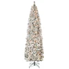 7Ft - 9Ft-National Tree Company First Traditions Pre-Lit Acacia Flocked Tree Slim Christmas Tree, Clear Incandescent Lights, Plug In, 9 Ft