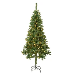 National Tree Company Slim^First Traditions Pre-Lit Artificial Linden Spruce Christmas Tree, Warm White Led Lights, Plug In, 6 Ft