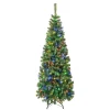 5Ft - 6Ft-National Tree Company First Traditions Pre-Lit Artificial Linden Spruce Christmas Tree, Multicolor Led Lights, Plug In, 6 Ft