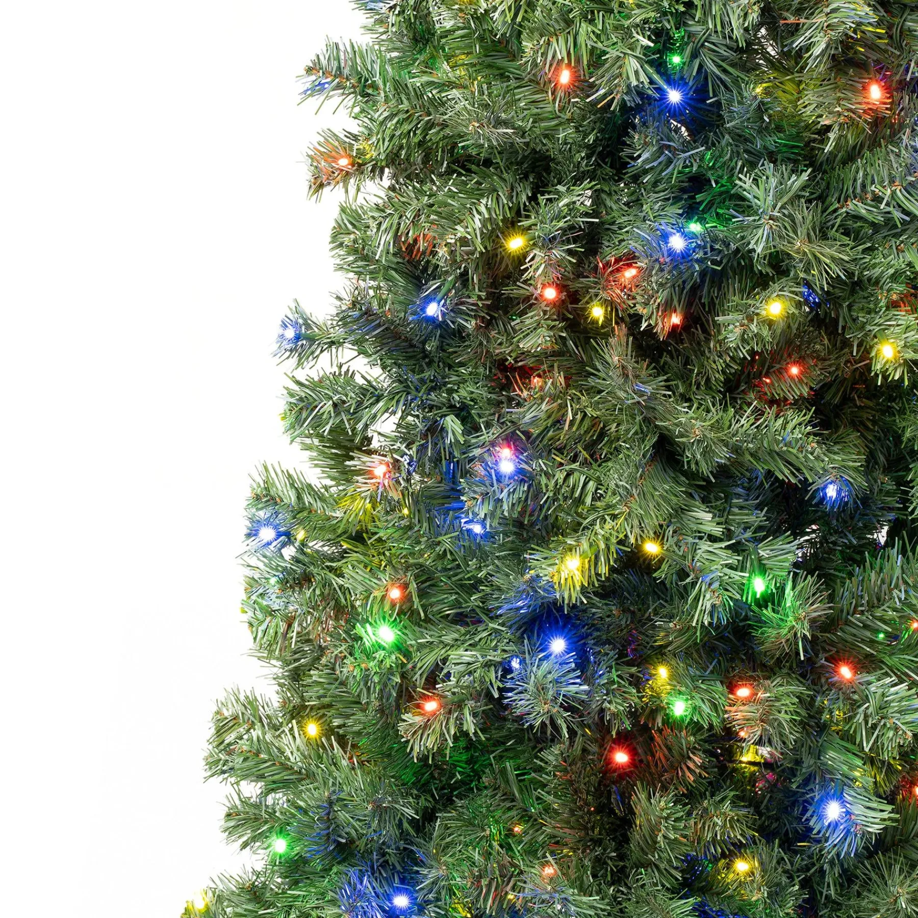 5Ft - 6Ft-National Tree Company First Traditions Pre-Lit Artificial Linden Spruce Christmas Tree, Multicolor Led Lights, Plug In, 6 Ft