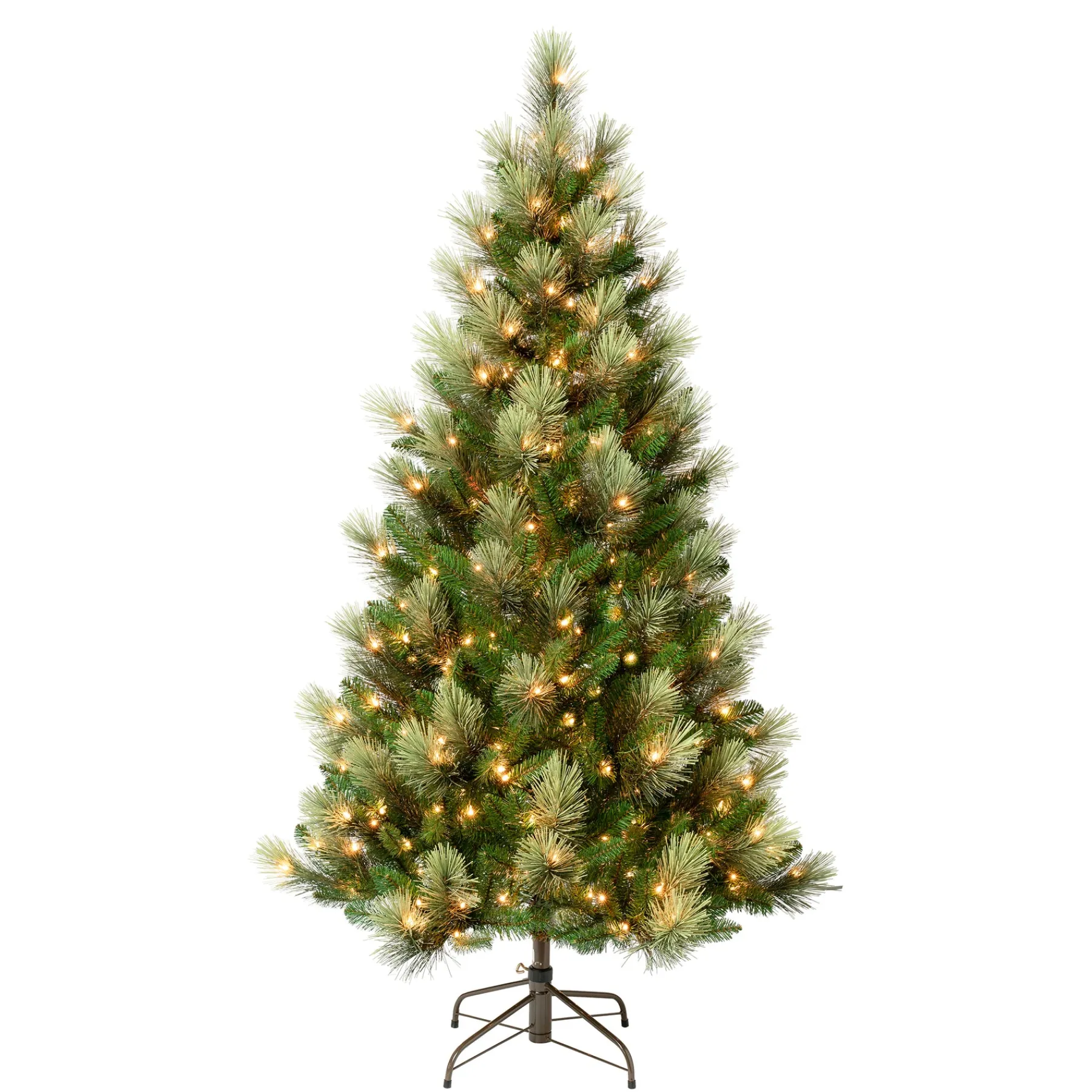 National Tree Company Slim^First Traditions Pre-Lit Charleston Pine Snowy Slim Christmas Tree, Clear Incandescent Lights, Plug In, 6 Ft