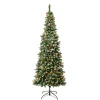 National Tree Company Slim^First Traditions Pre-Lit Cullen Slim Christmas Tree With Hinged Branches, Warm White Led Lights, Plug In, 7.5Ft