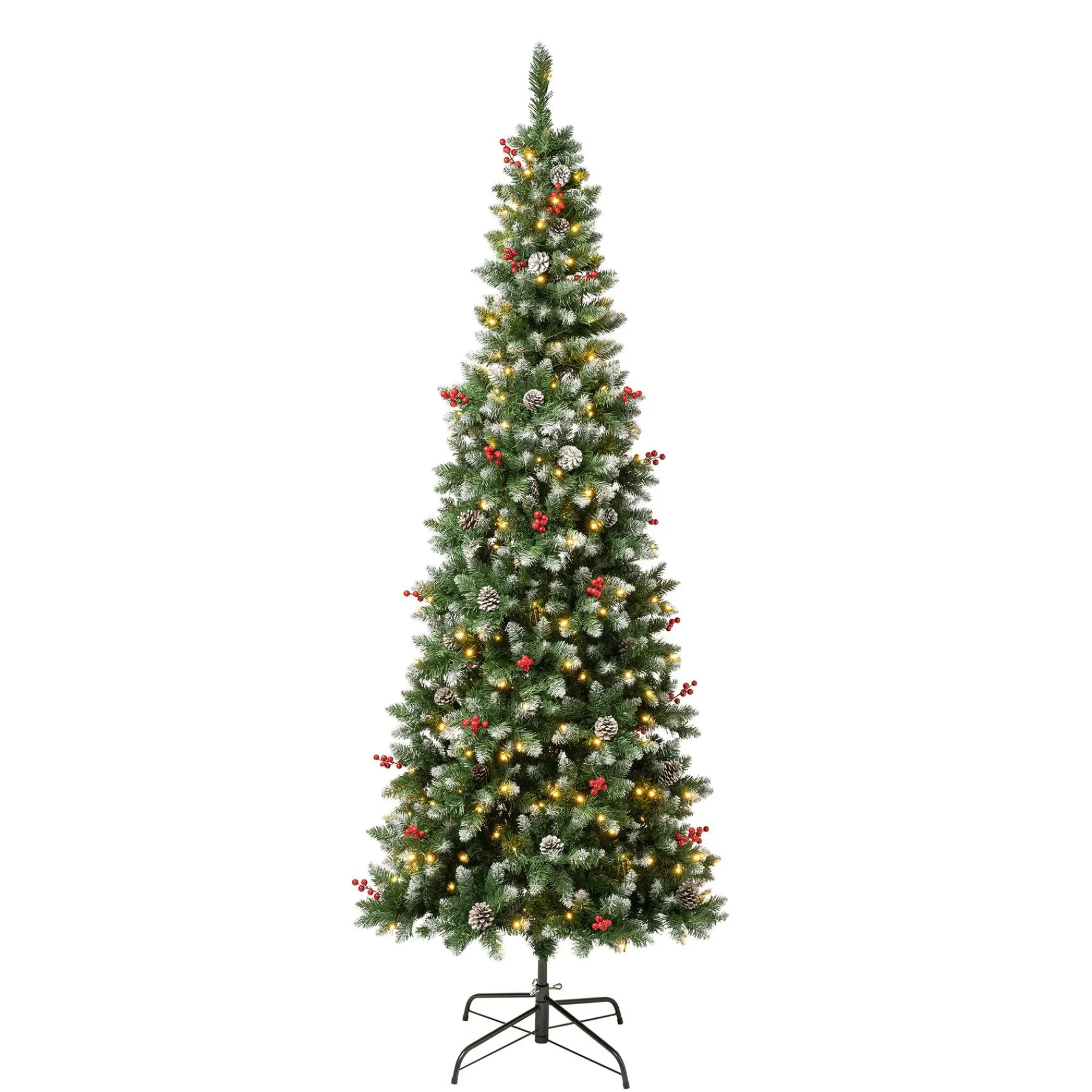 7Ft - 9Ft-National Tree Company First Traditions Pre-Lit Cullen Slim Christmas Tree With Hinged Branches, Warm White Led Lights, Plug In, 7.5Ft