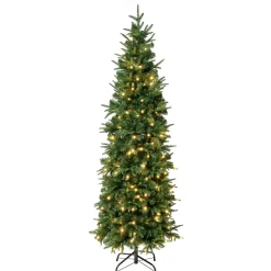 National Tree Company Slim^First Traditions Pre-Lit Duxbury Slim Christmas Tree With Hinged Branches, Warm White Led Lights, Plug In, 6 Ft