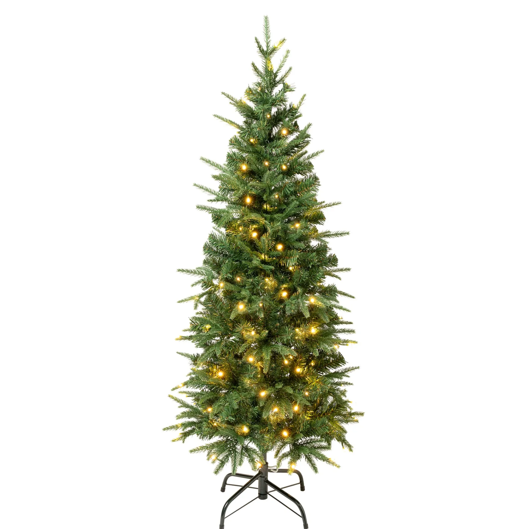 National Tree Company Full^First Traditions Pre-Lit Duxbury Slim Christmas Tree With Hinged Branches, Warm White Led Lights, Plug In, 4.5 Ft