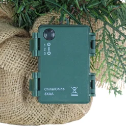 Full-National Tree Company First Traditions Pre-Lit Mini Christmas Tree With Holly Leaves, Red Berries And Pinecones, Warm White Led Lights, Battery Operated, 24 In