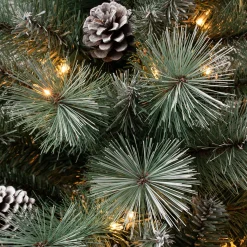 Clear-National Tree Company First Traditions Pre-Lit Perry Hard Needle Christmas Tree, Clear Incandescent Lights, Plug In, 4.5 Ft