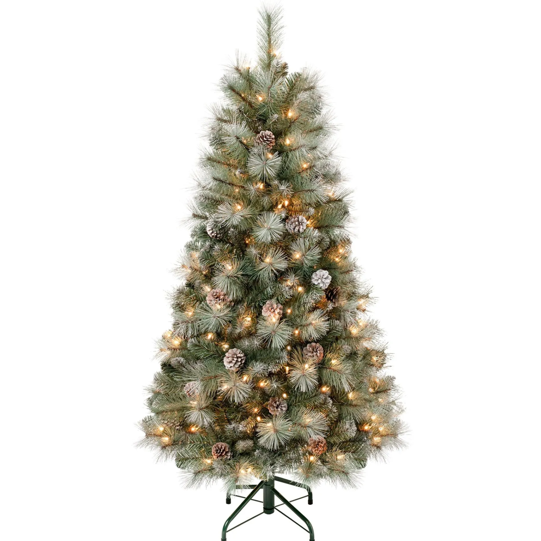 Full-National Tree Company First Traditions Pre-Lit Perry Hard Needle Christmas Tree, Clear Incandescent Lights, Plug In, 4.5 Ft