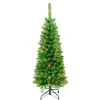 National Tree Company Slim^First Traditions Pre-Lit Rowan Pencil Slim Christmas Tree, Multicolor Incandescent Lights, Plug In, 4.5 Ft