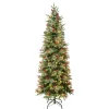 Warm White Led-National Tree Company First Traditions Pre-Lit Virginia Blue Pine Slim Christmas Tree With Hinged Branches, Warm White Led Lights, Plug In, 6 Ft