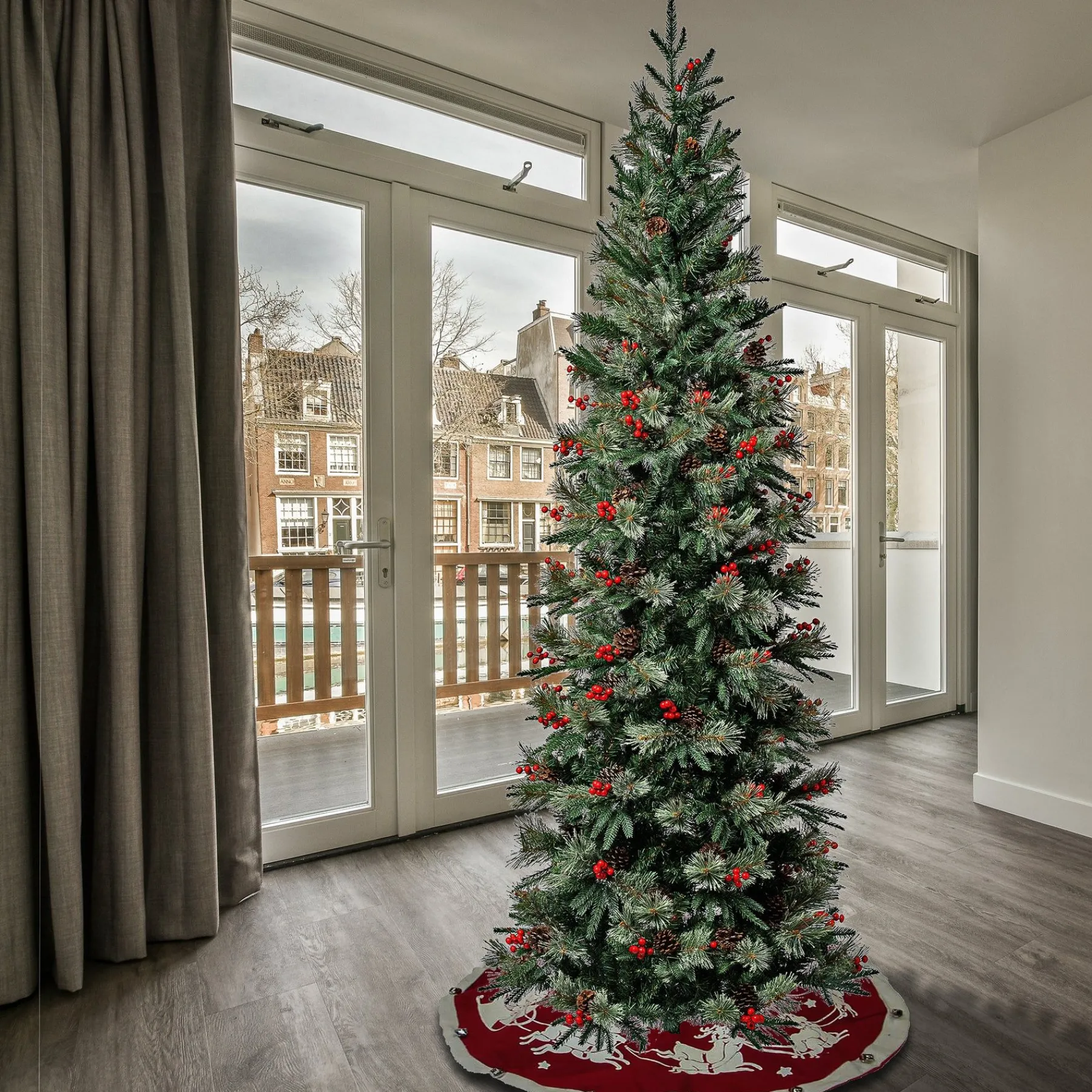 7Ft - 9Ft-National Tree Company First Traditions Virginia Blue Pine Slim Christmas Tree With Hinged Branches, 7.5Ft