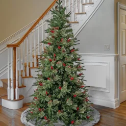 7Ft - 9Ft-National Tree Company First Traditions Virginia Blue Pine Christmas Tree With Hinged Branches, 7.5 Ft