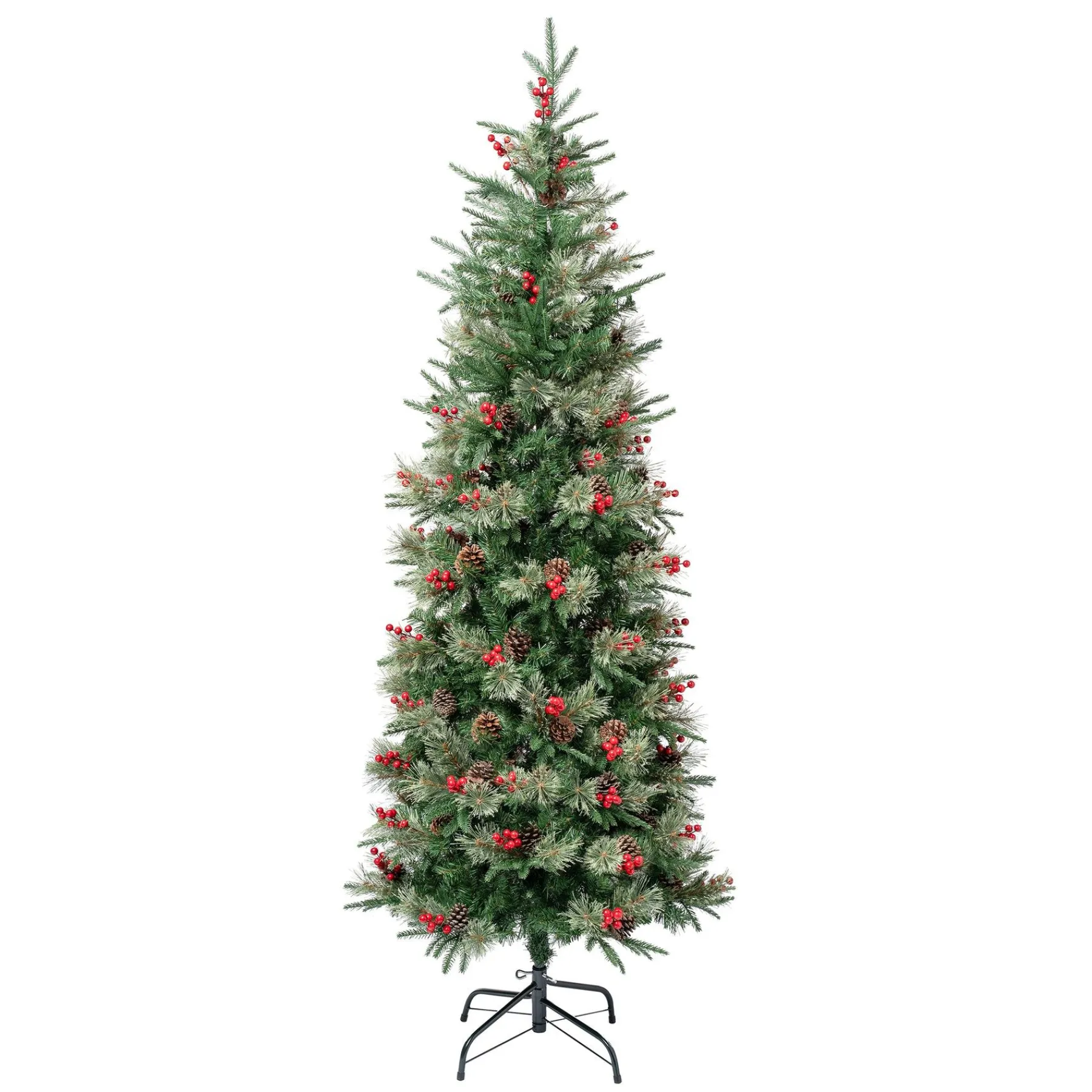5Ft - 6Ft-National Tree Company First Traditions Virginia Blue Pine Slim Christmas Tree With Hinged Branches, 6 Ft