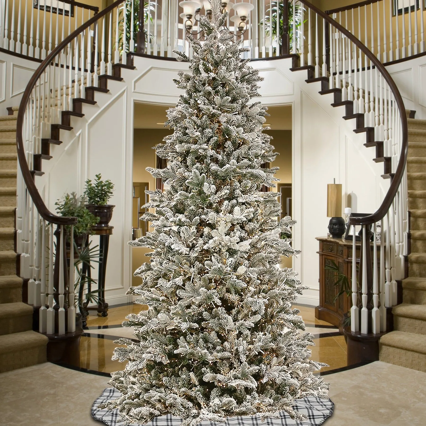 10Ft And Taller-National Tree Company 10Ft Pre-Lit Artificial Feel Real® Christmas Snowy Slim Hinged Tree With Powerconnect , 5600 Warm White Led Cosmic Light®- Ul