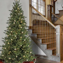 Warm White Led-National Tree Company 9Ft Pre-Lit Artificial Feel Real Christmas Aspen Pine Hinged Tree, 4660 Warm White Led Cosmic Lights -Ul