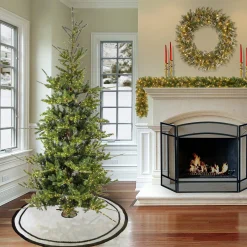 Full-National Tree Company 9Ft Pre-Lit Artificial Feel Real Lark Pine Medium Hinged Tree, 4120 Warm White Led Rice Lights- Ul