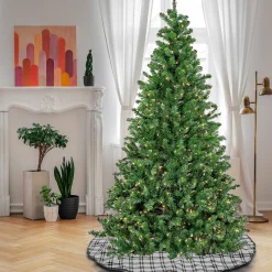 7Ft - 9Ft-National Tree Company 7.5Ft Pre-Lit Artificial Phillip Spruce Hinged Tree, 700 Clear Lights- Ul
