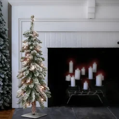 National Tree Company Slim^3Ft Pre-Lit Artificial Snowy Downswept Forestree, 35 Clear Lights- Ul