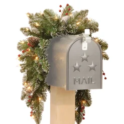Christmas Greenery-National Tree Company Glittery Mountain Mailbox Swag