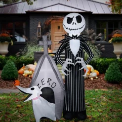 Halloween Inflatable Decoration-National Tree Company Halloween 5 Ft. Jack Skellington And Zero