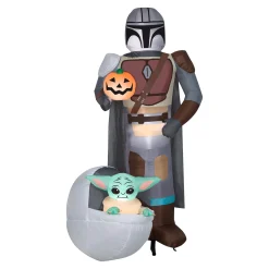 Halloween Inflatable Decoration-National Tree Company Halloween Airblown 78" Mandalorian & The Child With Pumpkin