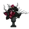 Halloween Christmas Tree-National Tree Company Halloween Artificial Plant Decoration, Black, Decorated With Roses, Flowers, Includes Black Urn, 18 Inches