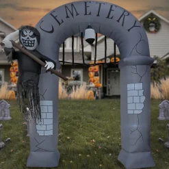 Halloween Inflatable Decoration-National Tree Company Halloween 12Ft Inflatable Ghost Arch, 7 White Led Lights- Ul