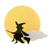 Halloween Outdoor Decoration-National Tree Company Halloween Garden Stake Lawn Decoration, Black, Moon And Flying Witch, Led Lights, Plug In, 41 Inches