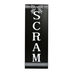 Halloween Signs Decoration-National Tree Company Halloween Hanging Porch Sign, Black, 'Scram', Metal Construction, 30 Inches