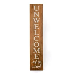 Halloween Signs Decoration-National Tree Company Halloween Hanging Porch Sign, Natural, 'Unwelcome, Just Go Away', Wooden Construction, 39 Inches