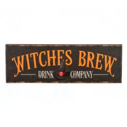 Halloween Signs Decoration-National Tree Company Halloween Hanging Wall Decoration, Black, 'Witches Brew Drink Company', Wooden Construction, 2 Feet