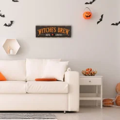Halloween Signs Decoration-National Tree Company Halloween Hanging Wall Decoration, Black, 'Witches Brew Drink Company', Wooden Construction, 2 Feet