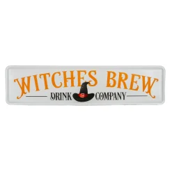 Halloween Signs Decoration-National Tree Company Halloween Hanging Wall Decoration, White, 'Witches Brew Drink Company', Metal Construction, 31 Inches