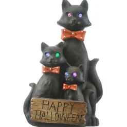 Halloween Table Decoration-National Tree Company Halloween Happy Cat Trio, Led Lights, 21 Inches
